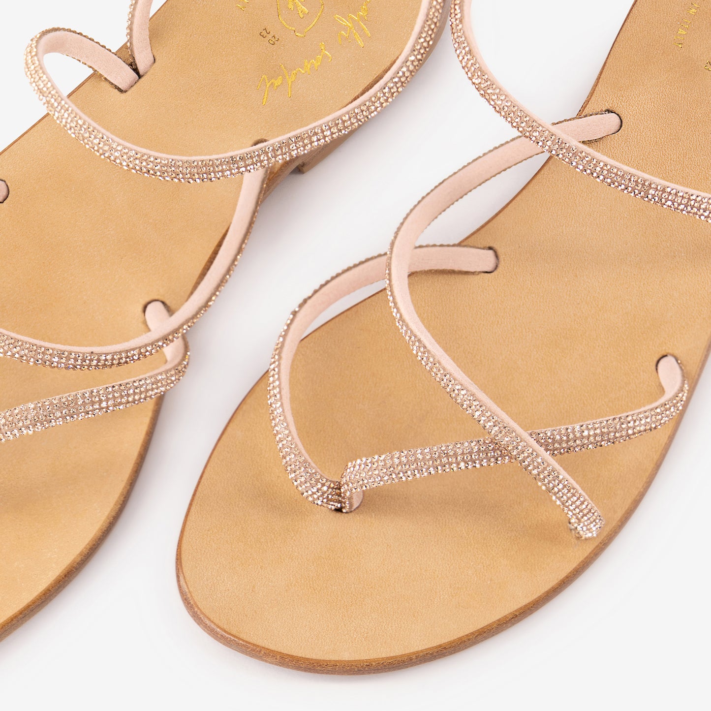 Amalafi Sandal "Sirena" | Color Silver| Italian Leather Sandal |Handmade in Italy| The rhinestone-adorned upper sole adds a touch of glamour to the sandal, making it perfect for dressing up any outfit. The breathable insole, made of real leather, ensures maximum comfort for your feet, while the hand-stitched Italian leather uppers of first choice provide strength and durability.