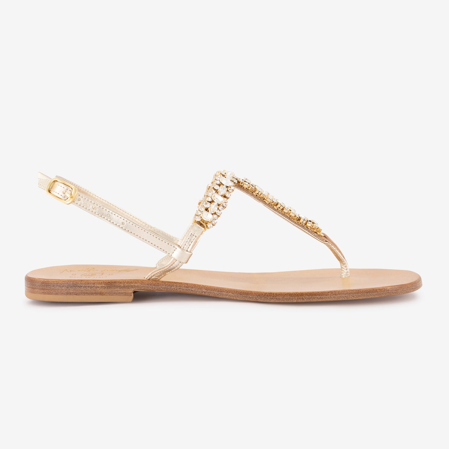 Amalafi Sandal "STELLA" | Color White Crystals & Gold | Italian Leather Sandal |Handmade in Italy | What makes the “STELLA” sandal truly special is the way the Swarovski crystals sparkle and shine in the light, creating a dazzling effect that is sure to impress. Whether you wear them during the day or at night, the “STELLA” sandal is a true statement piece.