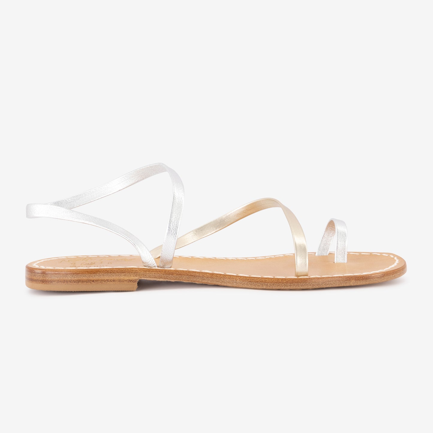 Amalafi Sandal "Ti Amo" | Color Silver & Gold| Italian Leather Sandal | Handmade in Italy| The breathable insole, made of real leather, ensures maximum comfort for your feet, while the hand-stitched Italian leather uppers of first choice provide strength and durability. The combination of gold and silver leather on the upper sole adds a touch of glamour and sophistication to this already elegant sandal.